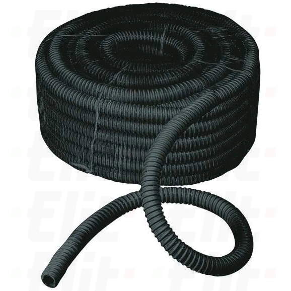 Rura spiralna wysokoelastyczna czarna 320N samogasnąca PVC +5°C +60°C PV UV  fi 22 /30m/