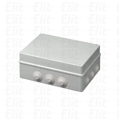 Puszka samogasnąca n/t 12-wylotowa z dławnicami herm.IP55 GWT 960°C szara PV 300x220x120