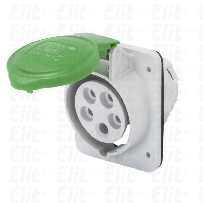 Gniazdo stałe 4P 16A >50V zielone IP44 10° 10H IEC 309 HP GW62805H