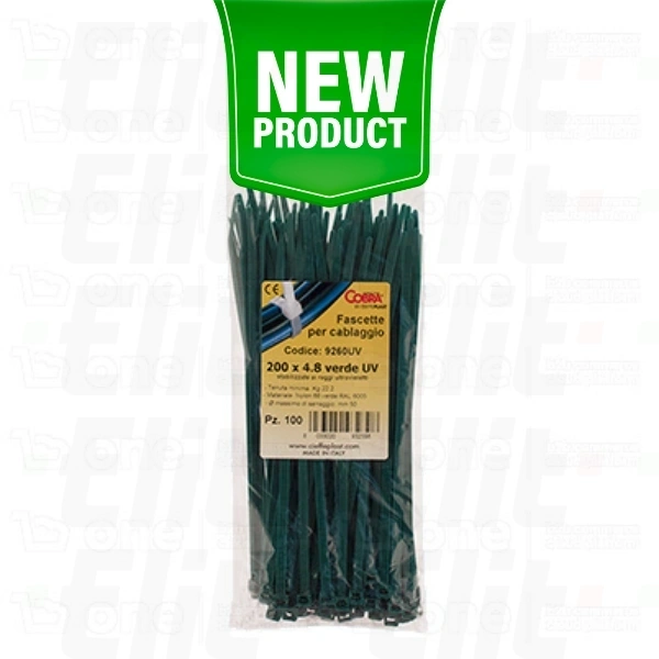 Opaski zaciskowe 250x7,6 zielone UV COBRA /100szt./