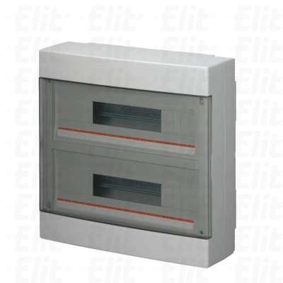 Rozdzielnica modułowa 2x18 natynkowa drzwi transp. IP40 szara