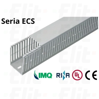 Korytko grzebieniowe samogasnące 4/6/4 ECS 25x100 szare RAL 7030 z pokrywą PV UV /2m/  (opak. 20m)