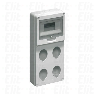 Pusta tablica na 4 gniazda - 8 mod. z otworami pod gniazda 16/32A szara