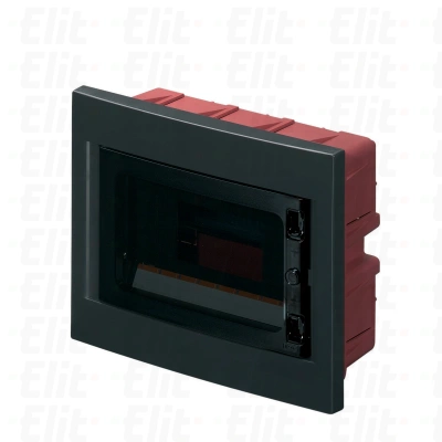 Rozdzielnica modułowa 1x8 podtynkowa IP40 drzwi czarne IP40 biała