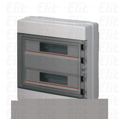 Rozdzielnica modułowa 2x18 n/t bezhalogenowa drzwi transp.IP65 szyna N+PE szara 1000V AC 1500V DC PV UV 400x400x140