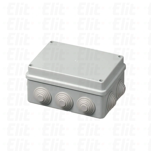 Puszka samogasnąca n/t 6-wylotowa z dławnicami herm.IP55 GWT 960°C szara PV 150x110x70