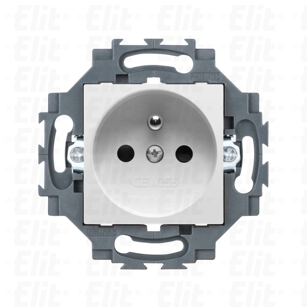 Gniazdo z uziemieniem 2P+E 16A z przesłonami styków, zaciski śrubowe, biały, Dahlia