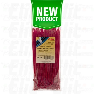 Opaski zaciskowe 360x4,8 czerwone temperatura +125°C COBRA /100szt./