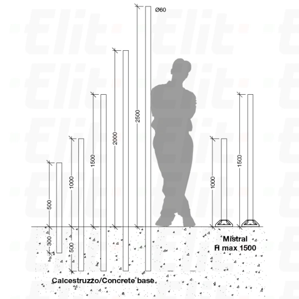 Słupek ogrodowy MARECO h 150 cm do kul GLOBE fi 60mm czarny