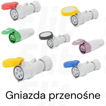 Gniazdo przenośne 4P 63A 400V czerwone IP67 GW63052 3P+E