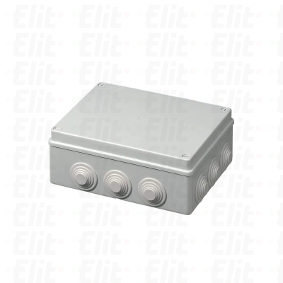 Puszka samogasnąca n/t 10-wylotowa z dławnicami herm.IP55 GWT 960°C szara PV 240x190x90