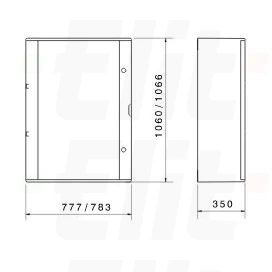 Rozdzielnica Poliestrowa drzwi transparentne  IP65 IK10 800x1060x350mm RAL 7035 -25 +60 °C GW46207