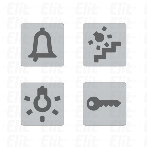 Piktogramy, zestaw soczewek do podświetlania urządzeń sterujących, z różnymi symbolami, np. światła, Dahlia