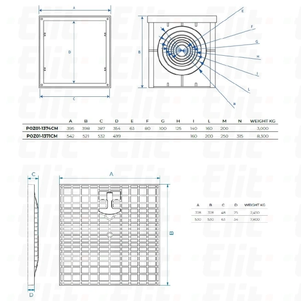 Studzienka kablowa gruntowa kontrolno-pomiarowa z pokrywą z rączką 200x200 mm
