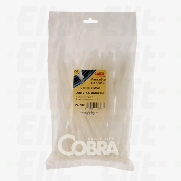 Opaska kablowa otwierana wielokrotnie biała 150x4.5 COBRA /100szt./