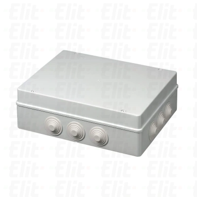Puszka samogasnąca n/t 12-wylotowa z dławnicami herm.IP55 GWT 960°C szara PV 380x300x120