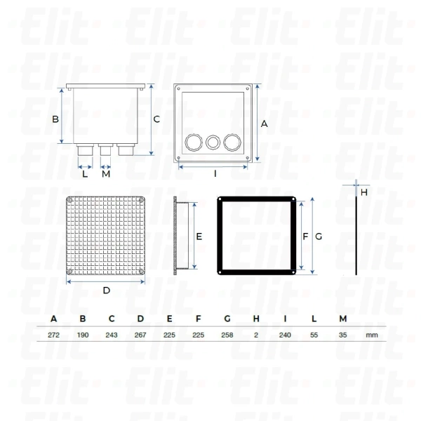 Studzienka hermetyczna kablowa gruntowa kontrolno-pomiarowa z pokrywą z rączką 250x250