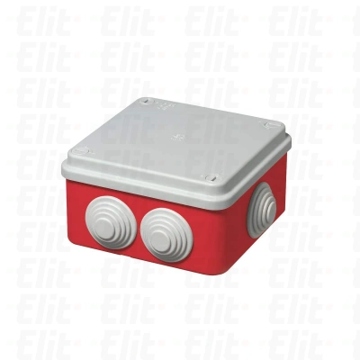 Puszka n/t herm. samogasnąca V0 - 960stC 105x105x55 PV z dławnicami czerwona śruby 1/4 obrotu