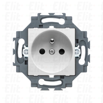 Gniazdo z uziemieniem 2P+E 16A z przesłonami styków, zaciski śrubowe, biały, Dahlia