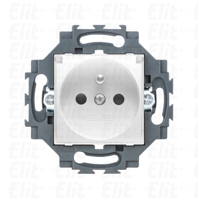 Gniazdo z klapką, z uziemieniem IP 40, 2P+E 16A z przesłonami styków, zaciski śrubowe, biały, Dahlia