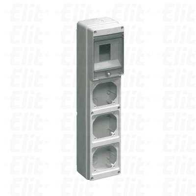 Pusta tablica na 3 gniazda - 4 mod. z kołnierzem dla gniazd EC 16A szara