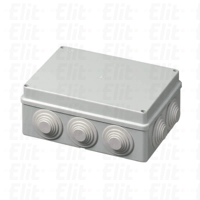 Puszka samogasnąca n/t 10-wylotowa z dławnicami herm.IP55 GWT 960°C szara PV 190x140x70
