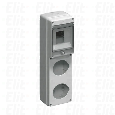 Pusta tablica na 2 gniazda - 4 mod. z otworami pod gniazda 16/32A szara