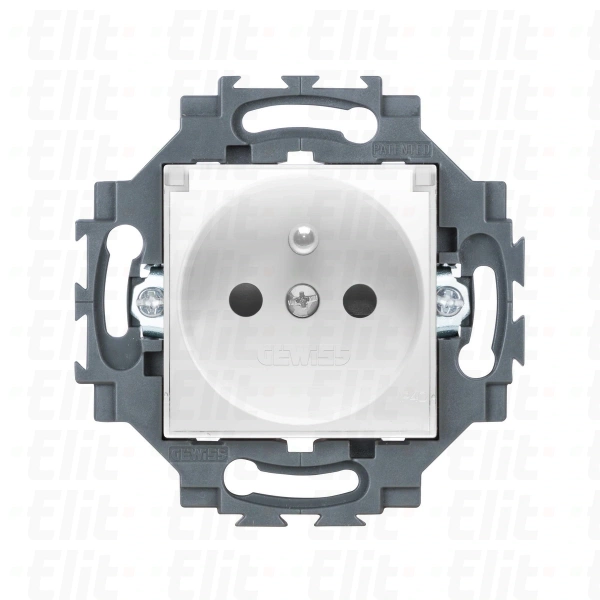 Gniazdo z klapką, z uziemieniem IP 40, 2P+E 16A z przesłonami styków, zaciski śrubowe, biały, Dahlia