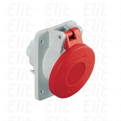 TOPTER PANEL MOUNTED SOCKET, 15° ANGLED, 32A 3P+N+E 380-415V 50-60HZ 6H IP44