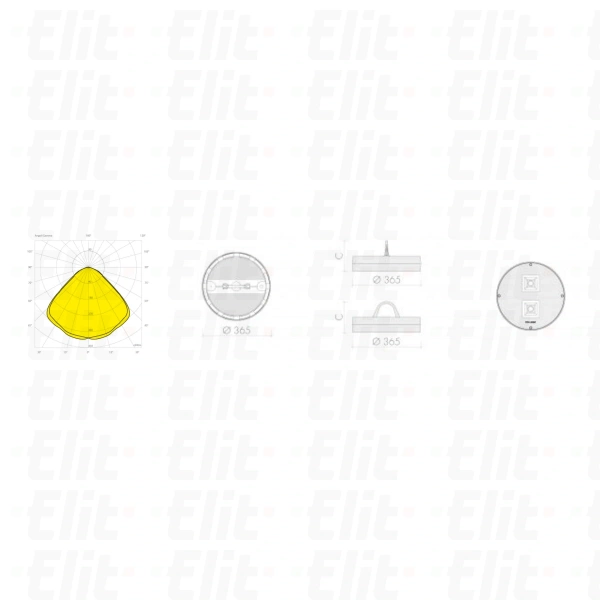 Highbay LED PIER 100W 13505lm 135lm/W fi365mm IP66 100st. 4000K (zam.250W) 7 lat gwarancji