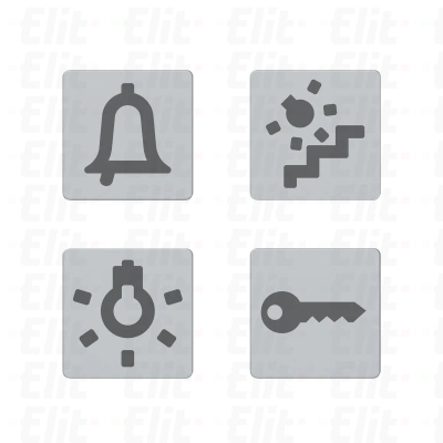 Piktogramy, zestaw soczewek do podświetlania urządzeń sterujących, z różnymi symbolami, np. światła, Dahlia