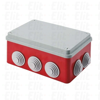 Puszka n/t herm. samogasnąca V0 - 960stC 155x110x70 PV z dławnicami czerwona śruby 1/4 obrotu